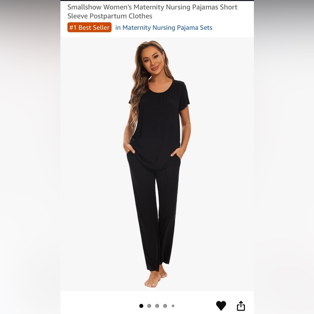 Women's Black Maternity Nursing Pajama Set